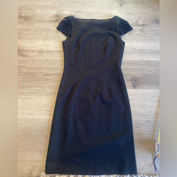 rope Dresses & Skirts - Black Cap-Sleeve Midi Sheath Dress, made in Japan, 97% cotton